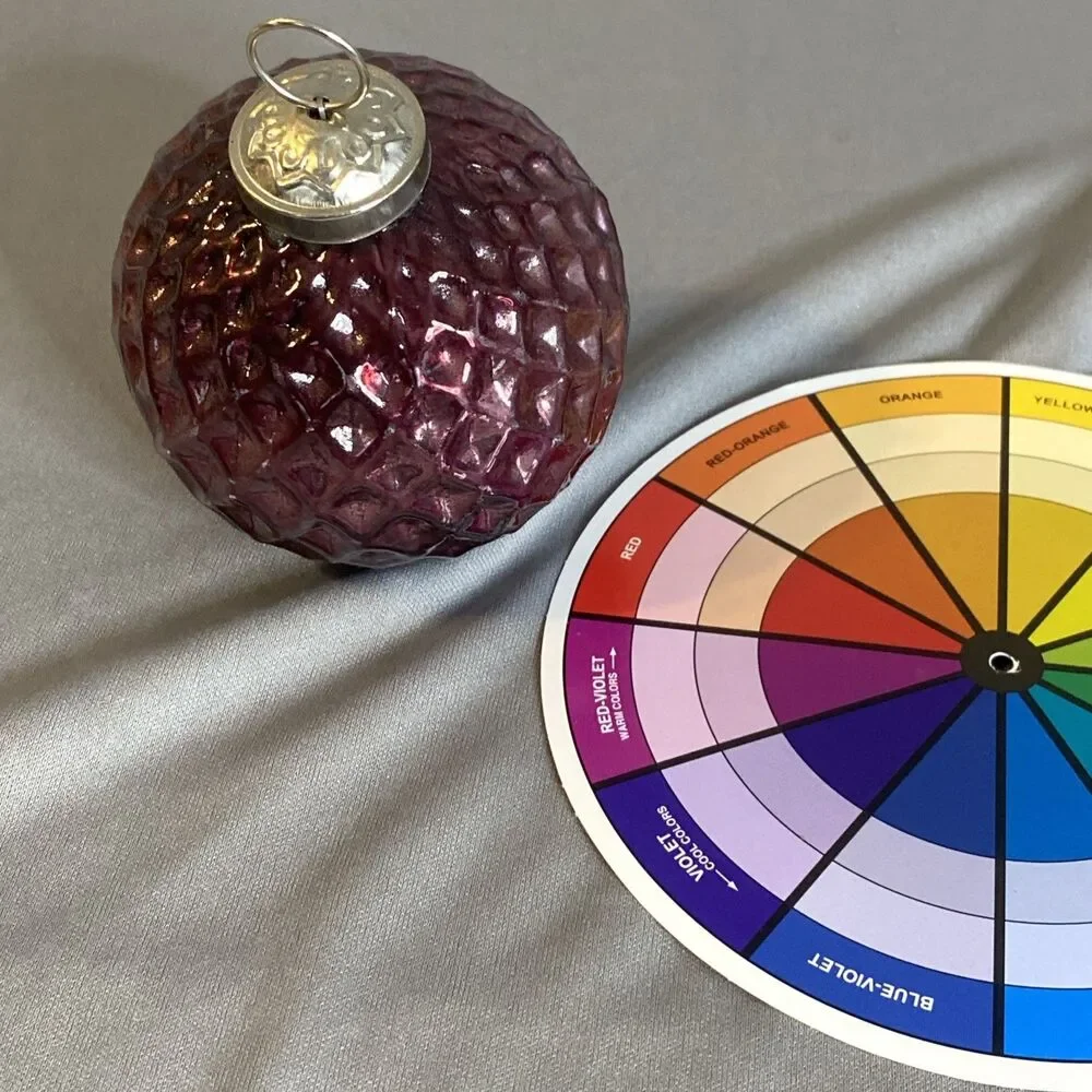 Kugel Inspired Blown Glass Ball Ornament Purple Diamond Quilted  Christmas Decor